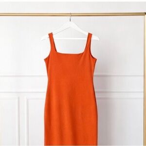 Sincerely Jules Vibrant Orange Midi Cocktail Dress